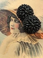 25mm Japanese ヴィンテージボタン ブラック ビーズ ドーム型 アクセサリーパーツ 装飾材 カルトナージュ