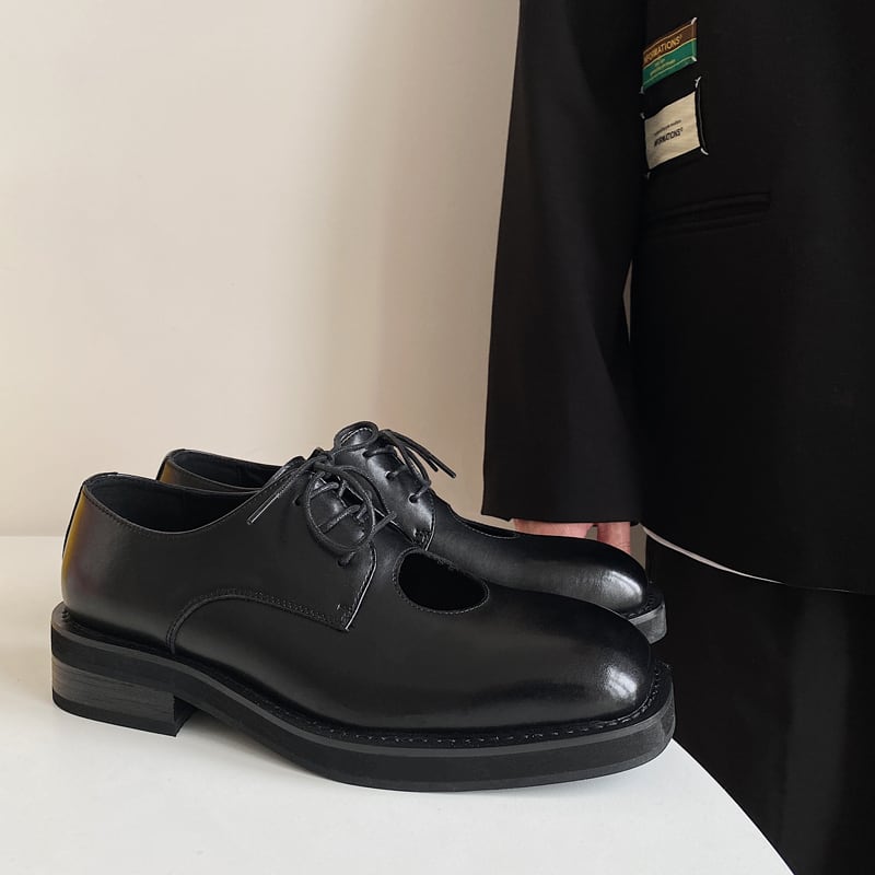 上品な穴あき本革レザービジネスシューズ | mblueshop