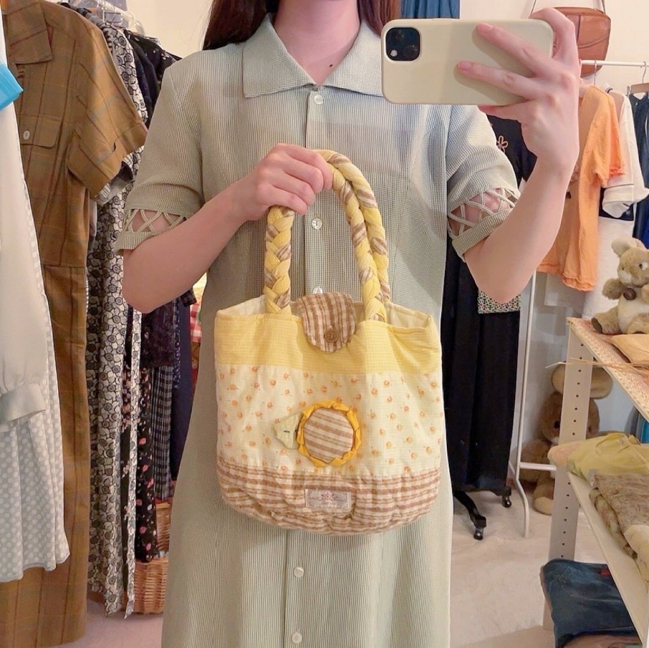 sunflower patchwork hand bag