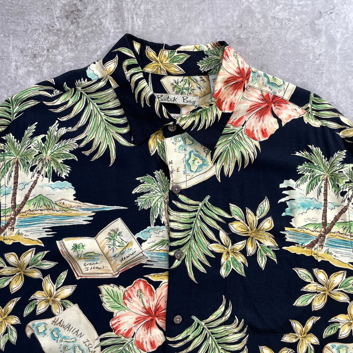 90年代 Batik Bay 総柄 レーヨン ハワイアンシャツ メンズXL相当 古着