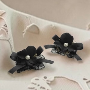 受注製作 Black Fleur Hairpin 【Hirokke made】 ブラックフルール ヘアピン 【hirokke made】