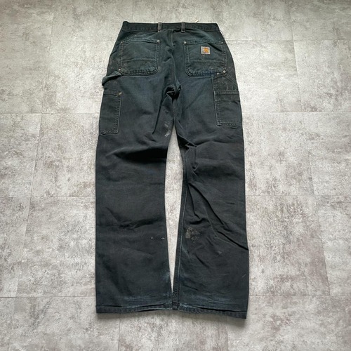 USA生地製 ブラック ダブルニー Carhartt EB136 BLK w30 詳細写真3