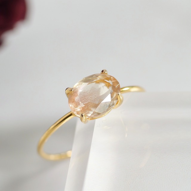 【希少石】オレゴンサンストーン オーバル リング　No.3