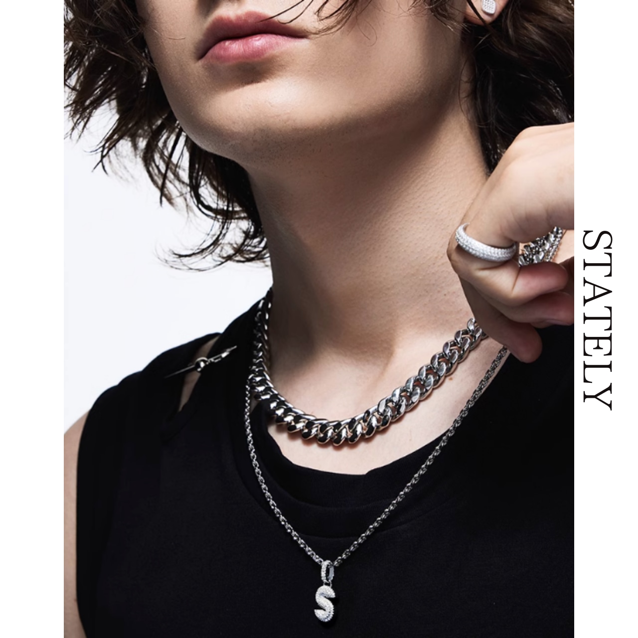 ストーンイニシャル ネックレス_A16・画像7