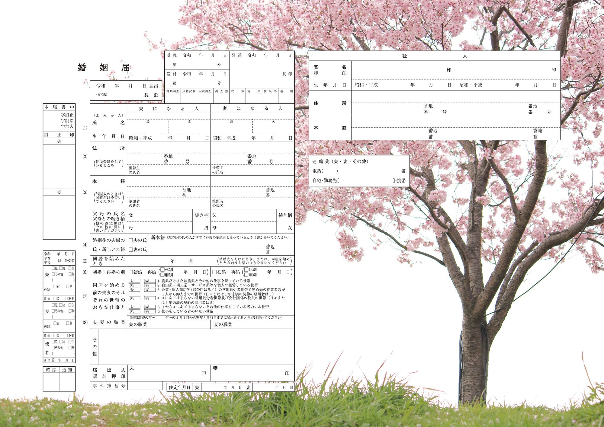 ありおと　婚姻届 コンビニプリント ハイデザイン婚姻届 「あの日の桜」＜令和版