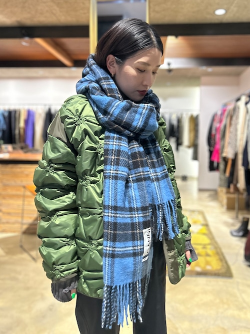 【23AW】GANNI ガニー / Checkered Wool Fringed Scarf