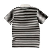 美品 RLX Ralph Lauren アールエルエックス ラルフローレン ボーダー柄 BD 半袖 ポロシャツ ストレッチ S/P /ブラック×ホワイト/メンズ/ゴルフ