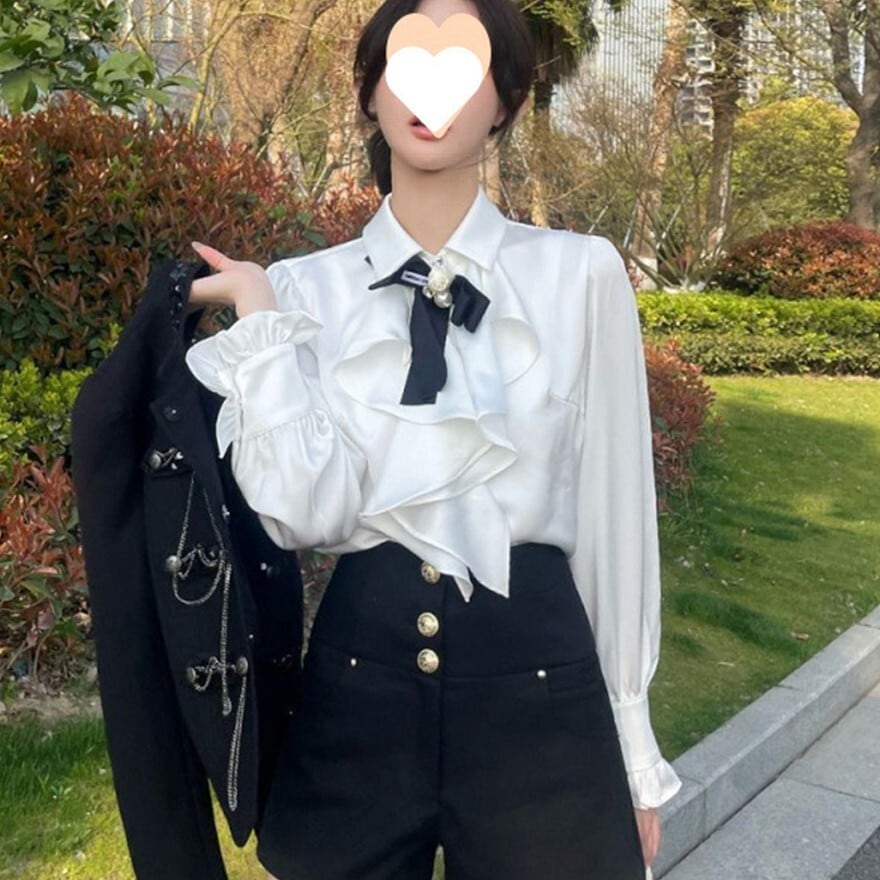 フレンチロリィタ ブラウス ネックリボン付き 甘め ロリィタ初心者 プチプラ