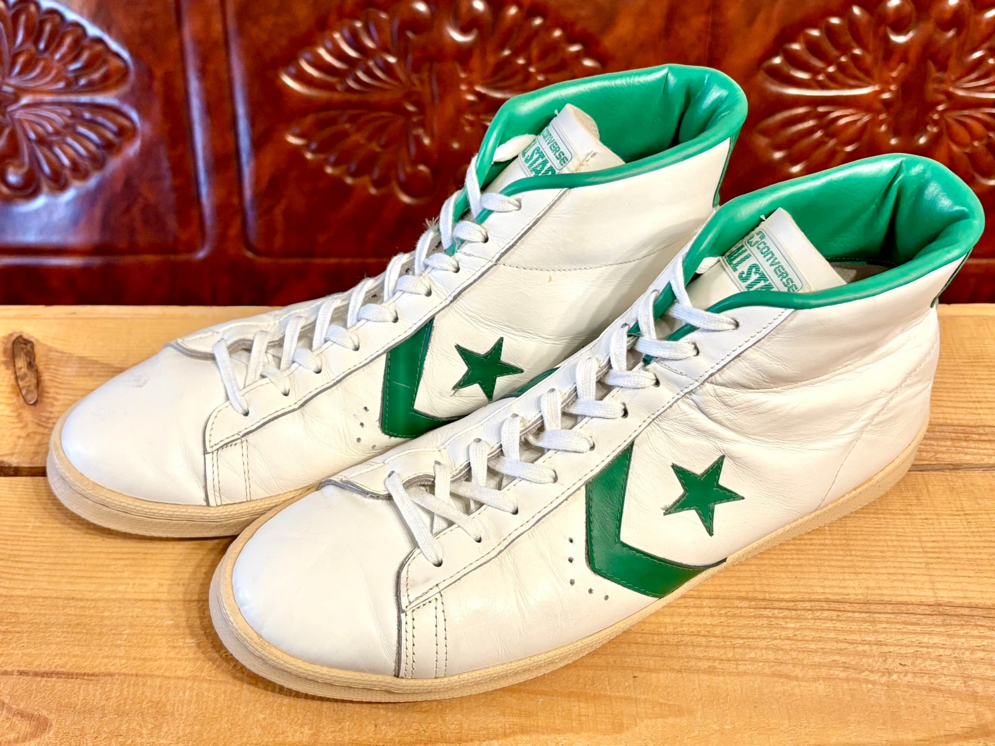 CONVERSE(コンバース) PRO LEATHER(プロレザー)Hi 白/緑 14 32.5cm ロニー・シェルトン サイン 70s USA 259