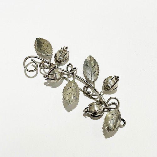 Vintage 925 Silver Big Botanical Brooch