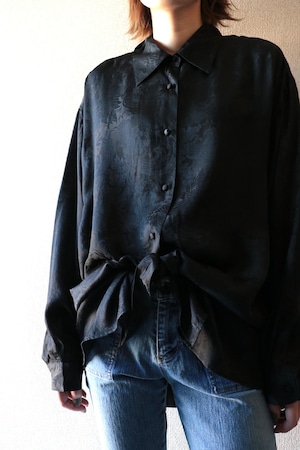 Vintage black pattern silk shirt
