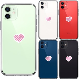 iPhone12/12Pro/12mini 側面ソフト 背面ハード ハイブリッド クリア ケースハート マーク　シンプル