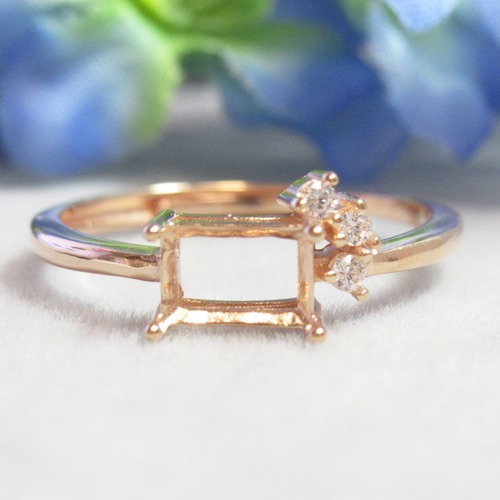 アウトレット6×4㎜  レクタングル  3PCZ  S925 リング台 PG