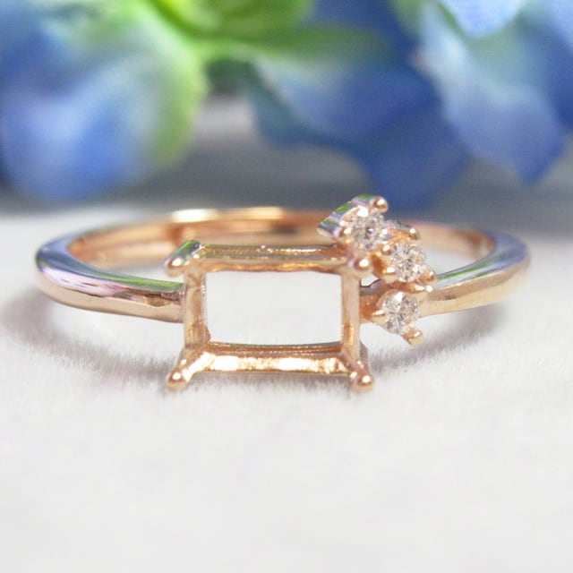 アウトレット6×4㎜ レクタングル 3PCZ S925 リング台 PG