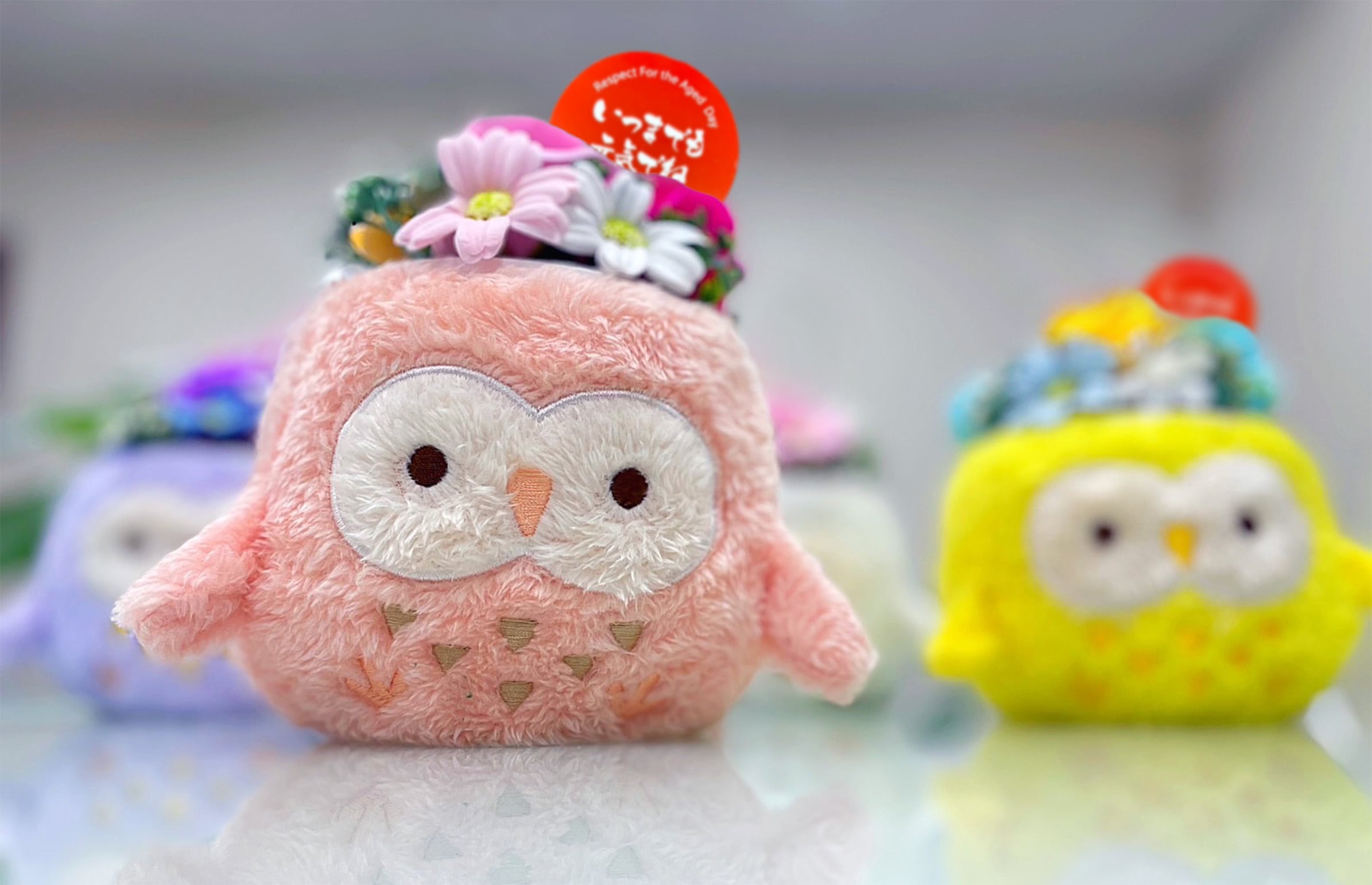 【敬老の日】ハッピーオウル（福を呼ぶ鳥）ピンク