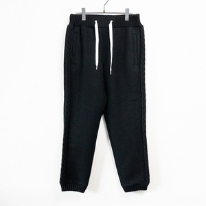 Wool felt cable jogger pants / Black