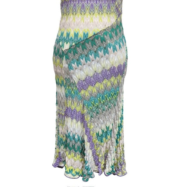 ミッソーニ マルチカラー ノースリーブ ワンピース イタリア製 40 中古 ミッソーニ MISSONI ノースリーブ ニット ワンピース