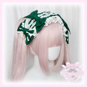 ♡【全9色】 クラシカルフリルレース ダブルリボンヘッドドレス white ♡