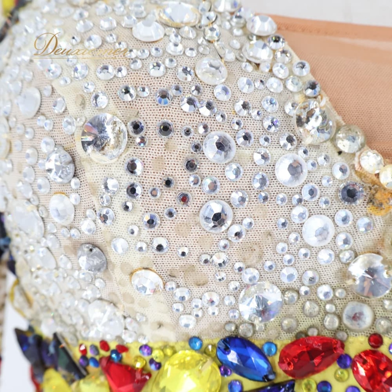 社交ダンス 衣装 CHRISANNE クリスアン ドレス ワンピース スタンダード ホワイト系 イエロー系 ブルー系 レッド系 白 アイボリー 羽 ファー フロート レース ダンス デモ 競技 パーティ 発表会 スタンダードドレス 演技用衣装 デモンストレーション衣装 発表会衣装 競技会衣装 パーティー衣装