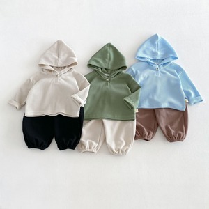 【BABY&KID】ワッフル無地フーディ