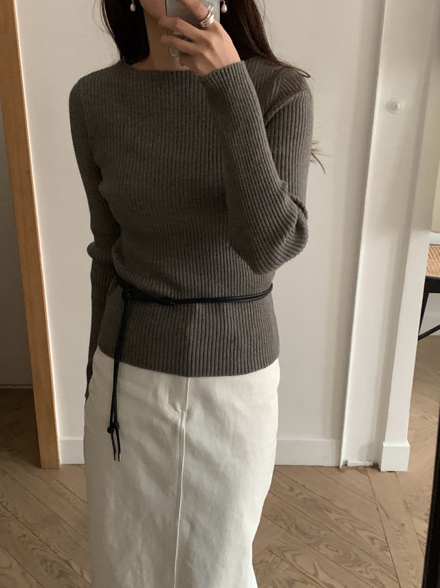 (verveine) nouvelle rib boat neck knit / 3color