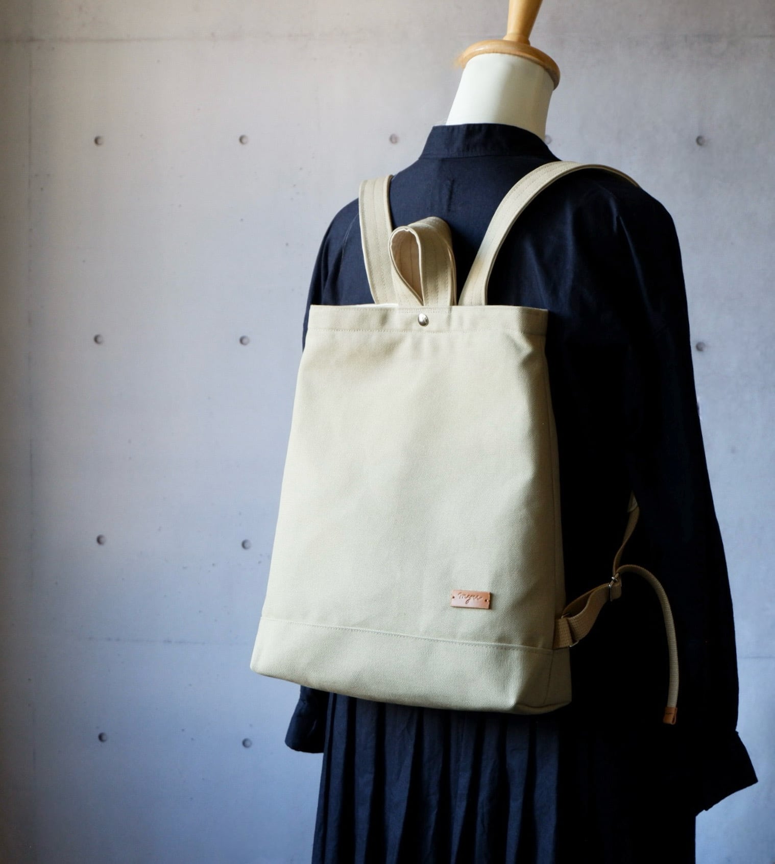毎日のリュック/A4◇グリーンベージュ◇倉敷帆布 | myu.handwork