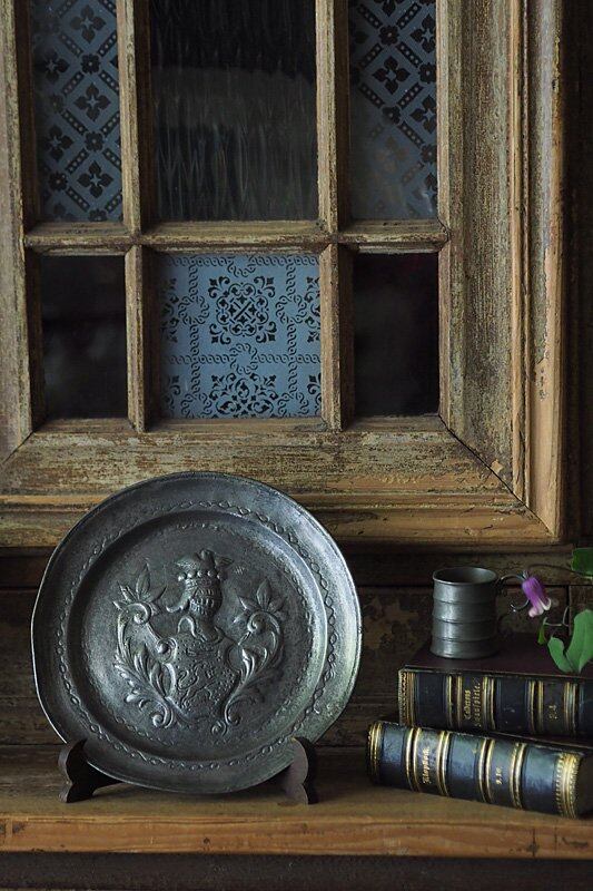 ピューター紋章プレート-antique decoration pewter plate