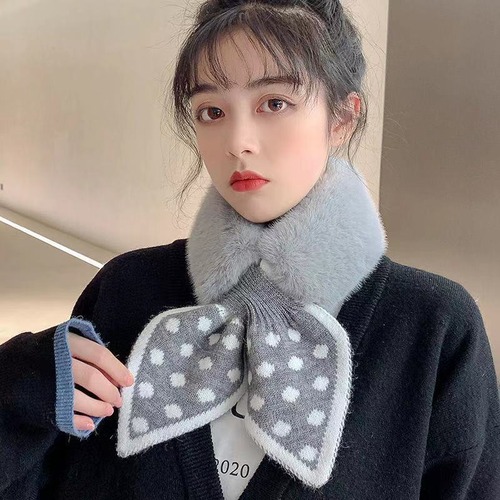 マフラー ミニサイズ 柄が選べる ファーマフラー 小さい 軽量 フェイクファー ふわもこ 通すだけ 秋冬 あったか ふわふわ もこもこ 防寒 レディースファッション ファッションアイテム 女性用 秋 冬 スヌード ティペット ドット柄 ビジュー付き キラキラ cw-a-6208