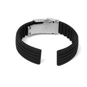 時計バンド 交換ベルト シリコンゴム 腕時計ストラップ 防水16mm 　縦シマ　ブラック