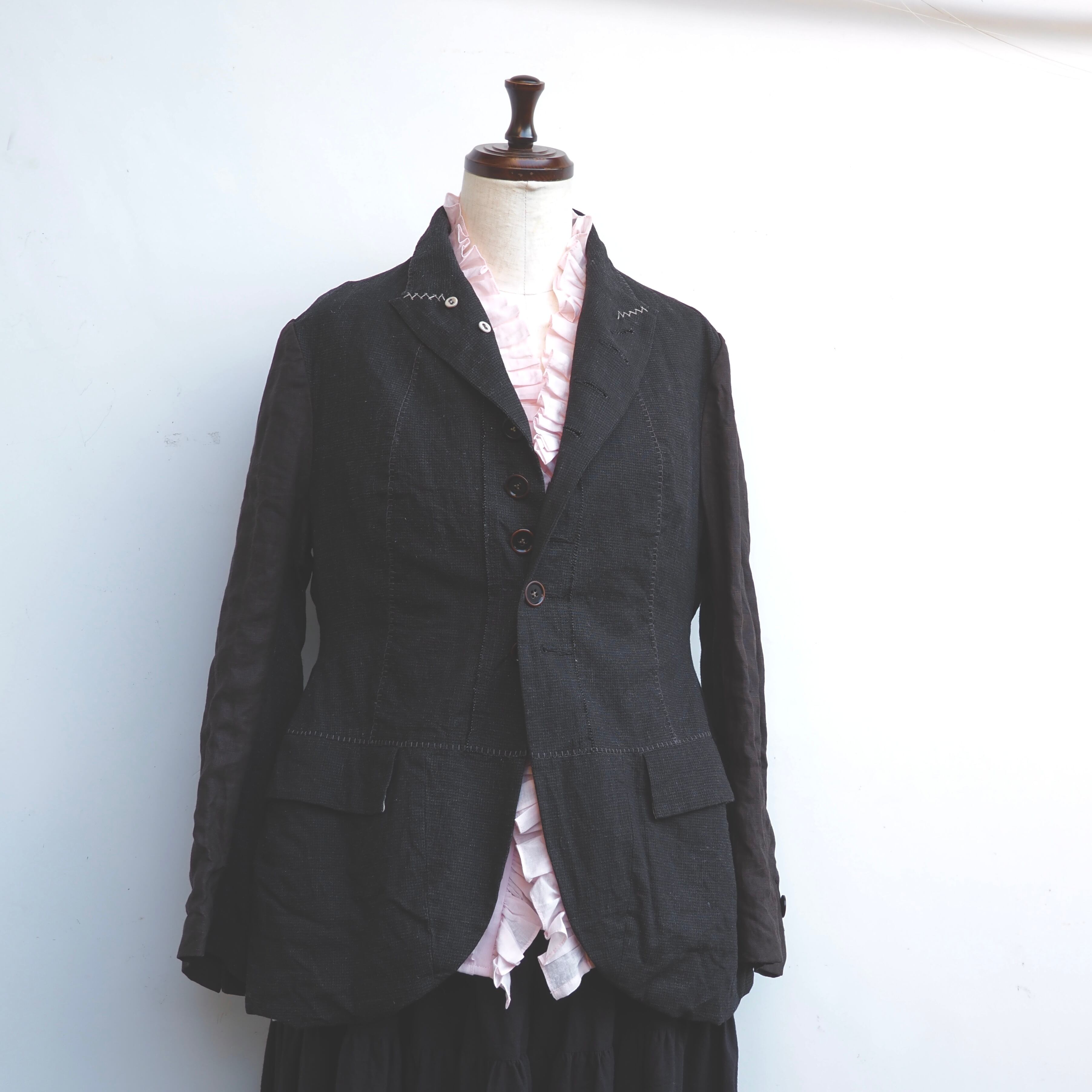 BUNON/Double Frill Cape/フリルケープ(black・ecru)
