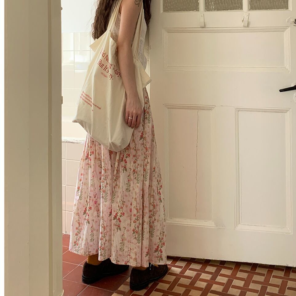 小花柄 Aライン プリーツスカート 00436