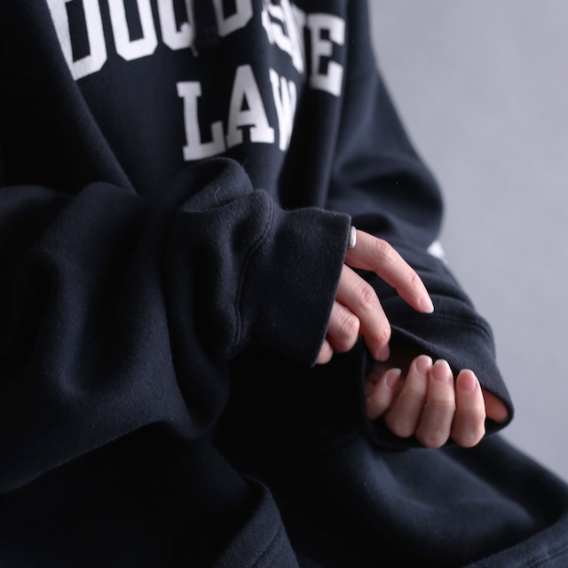 XXL over size sleeve printed sweat hoodie