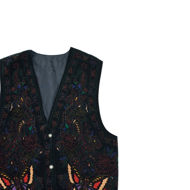 Unisex Flower & butterfly velour vest