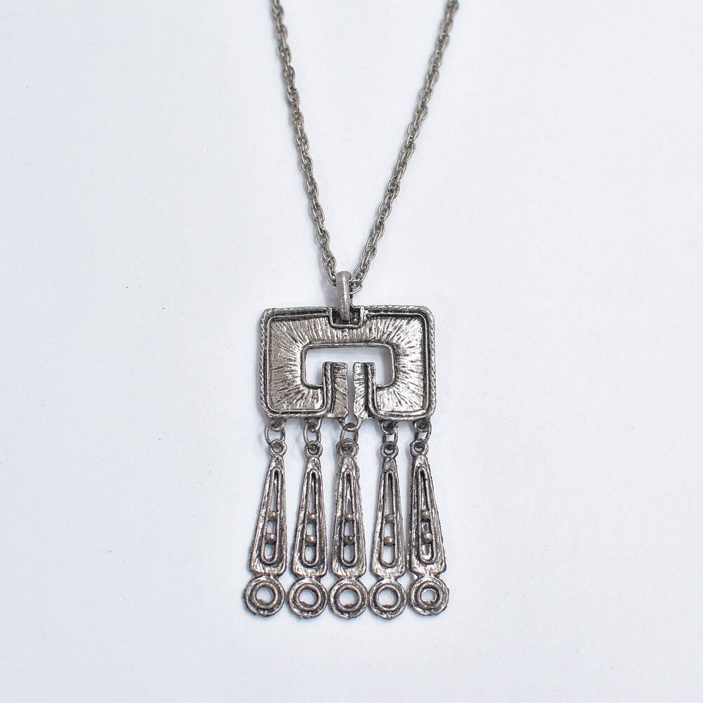 Vintage ヴィンテージ エスニックデザイン チェーン ネックレス 首飾り アクセサリー ビンテージ 民族調 シルバー 古着 ユニセックス デザイン