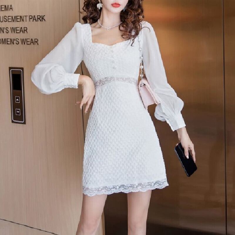 ワンピース 無地 シフォン 女っぽさが漂う 白 目を奪われる セレブリティ 着まわし抜群 パーティー 女性らしい ホワイト S M L Ll Dresszone