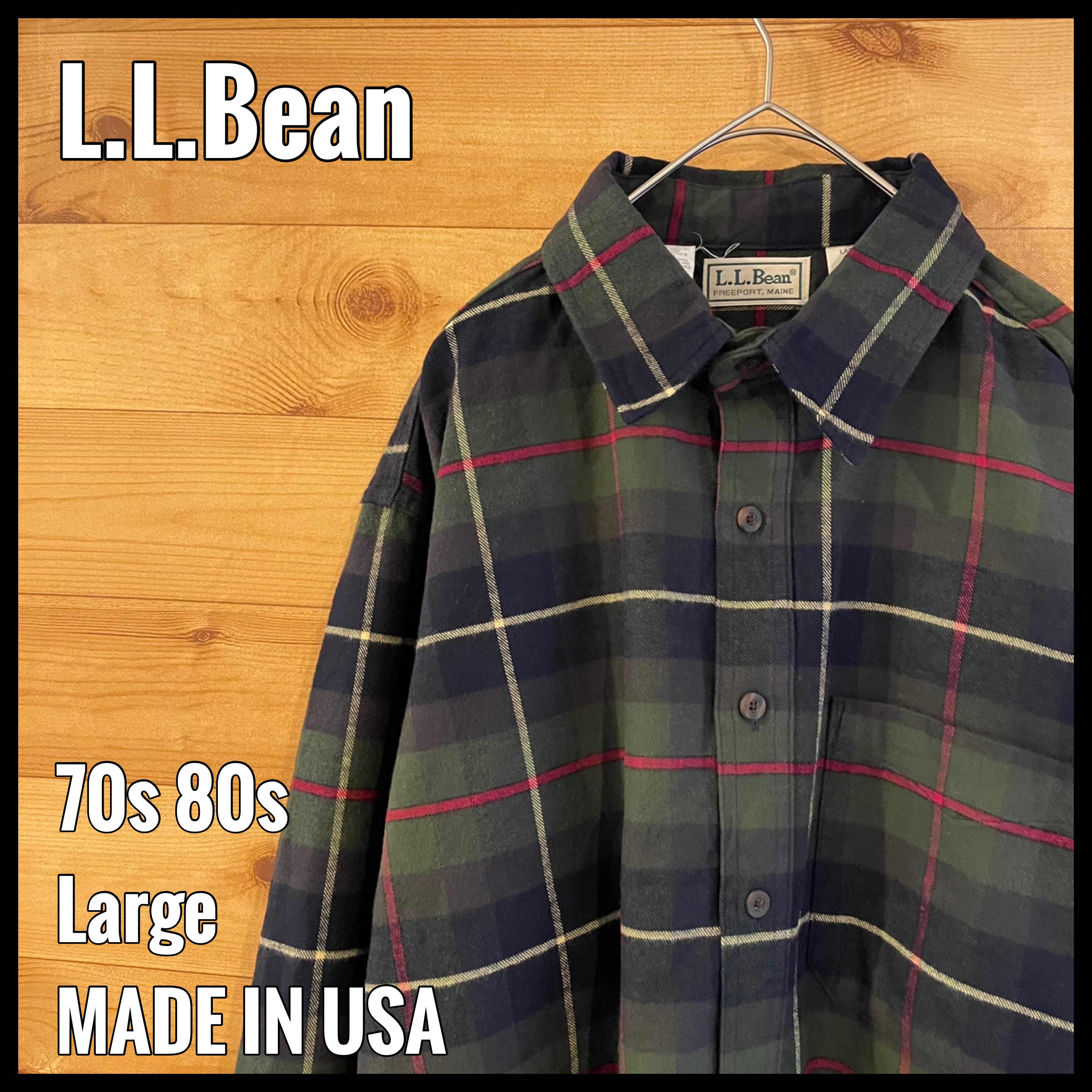 【L.L.Bean】70s 80s USA製 長袖シャツ ネルシャツ ディープグリーン チェック アウトドア ビンテージ L US古着 アメリカ古着  | 古着屋手ぶらがbest powered by BASE