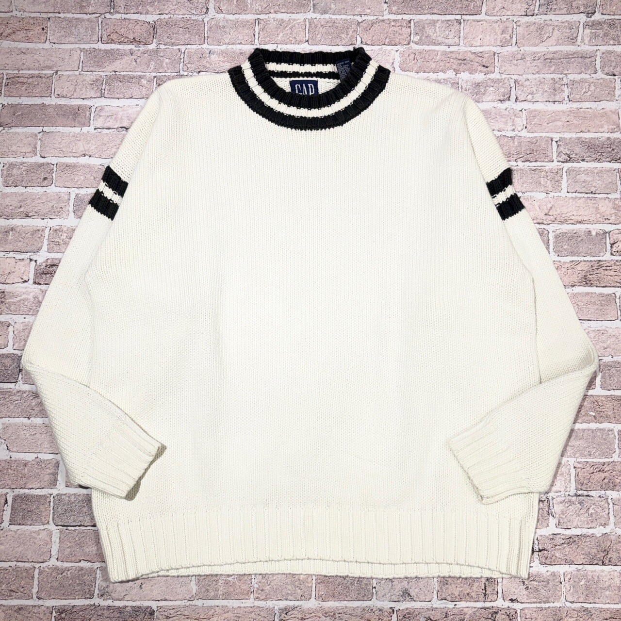 1990s OLD GAP COTTON KNIT SWEATER BLACK/WHITE | safarionline