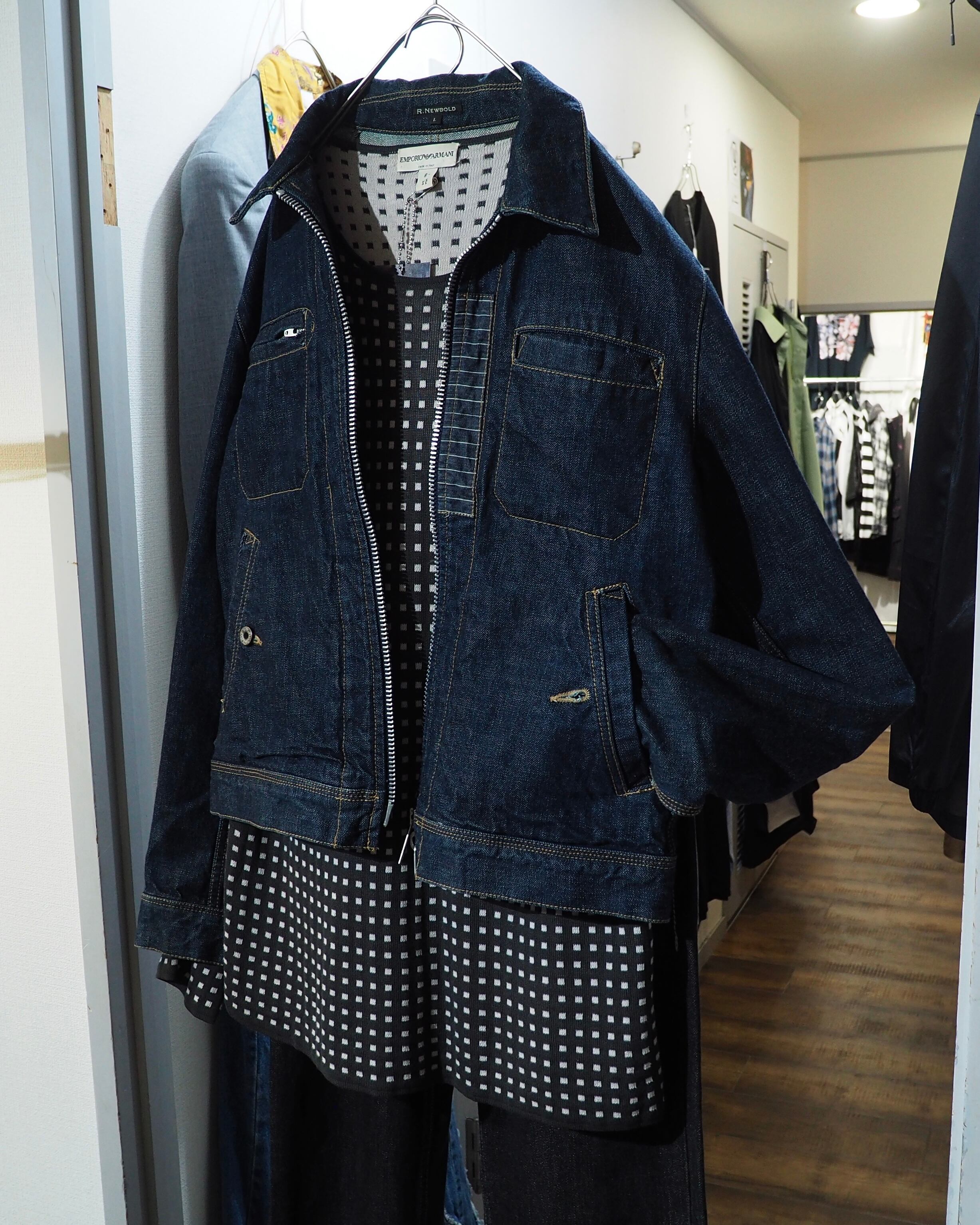 " R.NEWBOLD " Dark Indigo × Silver Metal zip Denim Trucker jacket