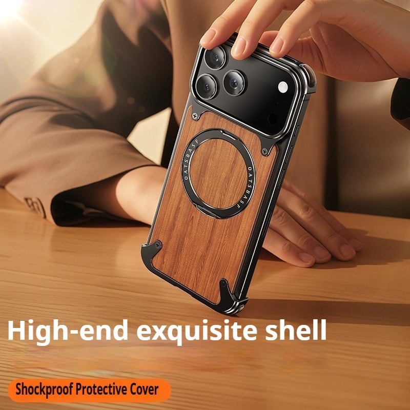 ◆iPhone17Pro/ProMax SORTIANTE iPhoneケース ◇iPhone17 Pro/Pro Max◇ Wood × Metal Magnetic Phone Case / ウッド