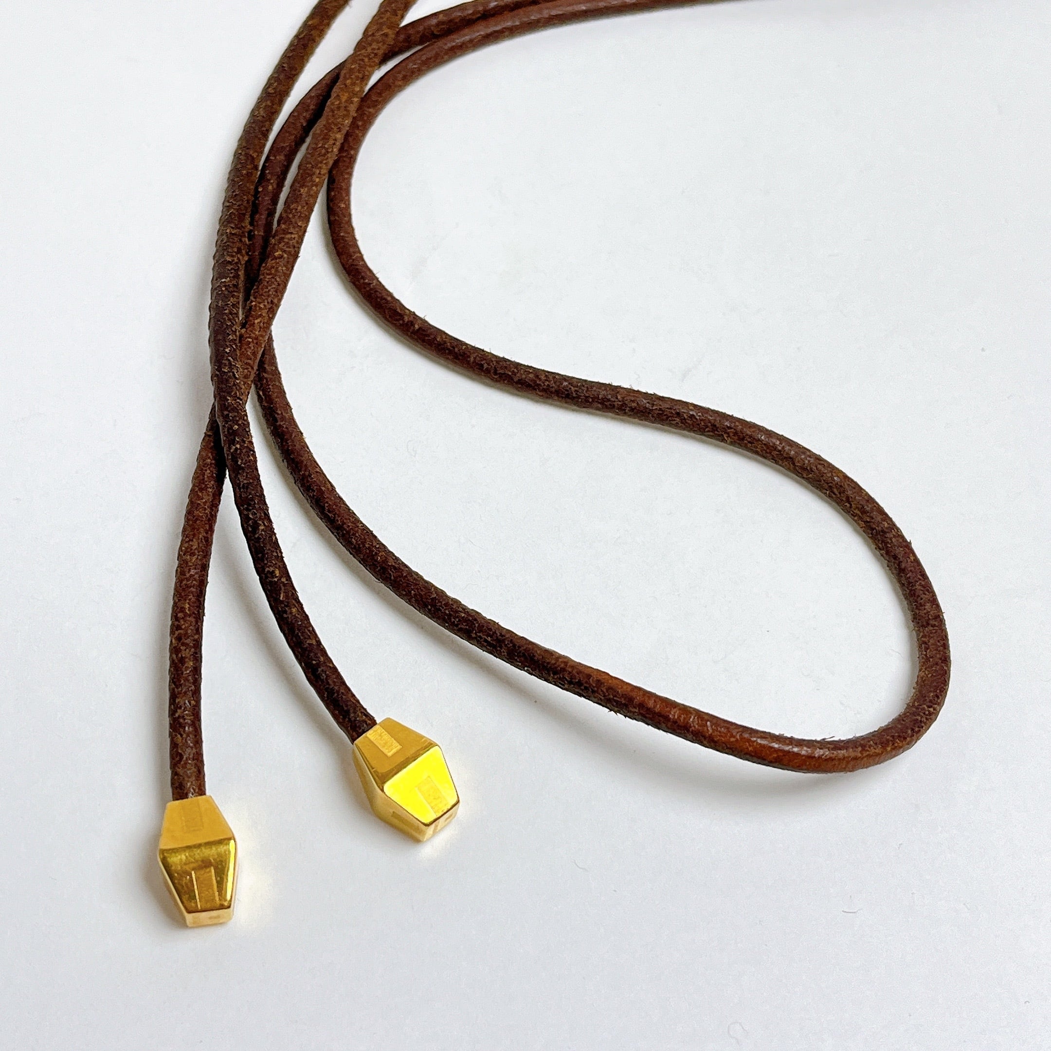 HERMES エルメス 革紐 レザー ゴールド金具 ラニエール ネックレス