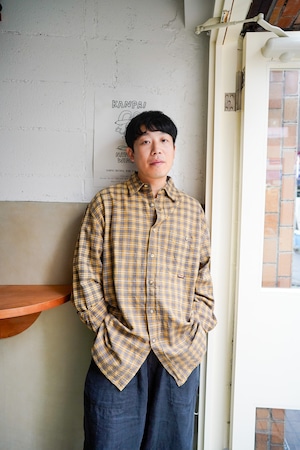 【1980-90s】"Canvas" Dead Stock, Cotton 100% Long Sleeve Plaid Pattern Shirts / 6-299