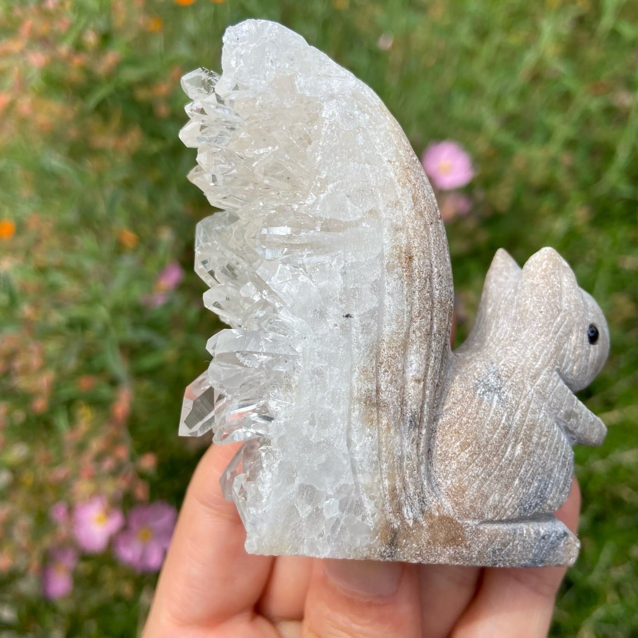 クリアクォーツ リス カービングe 水晶 りす 動物 彫刻 | Crystal