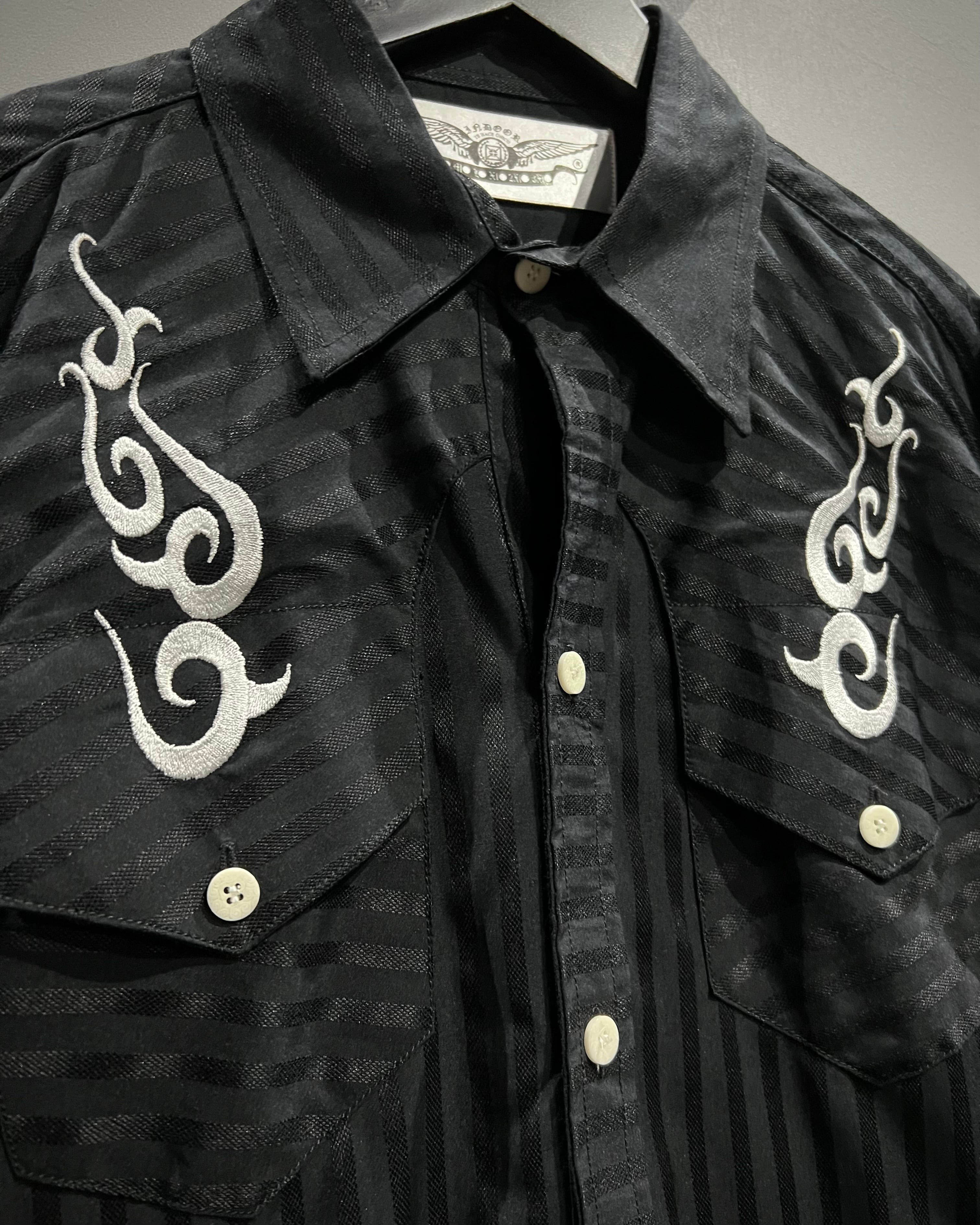 X VINTAGE】Western × Tribal Design Vintage L/S Stripe Shirt | Caka
