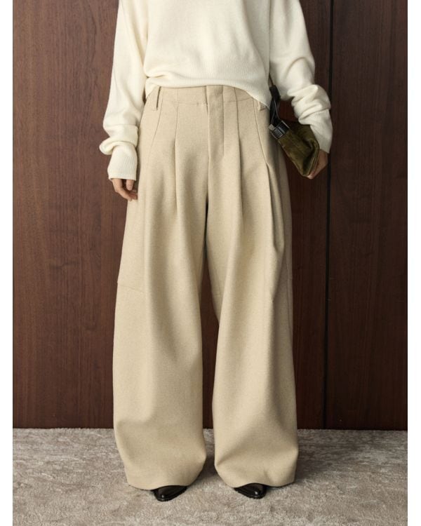 Tuck Wool50 Trousers | Leonie