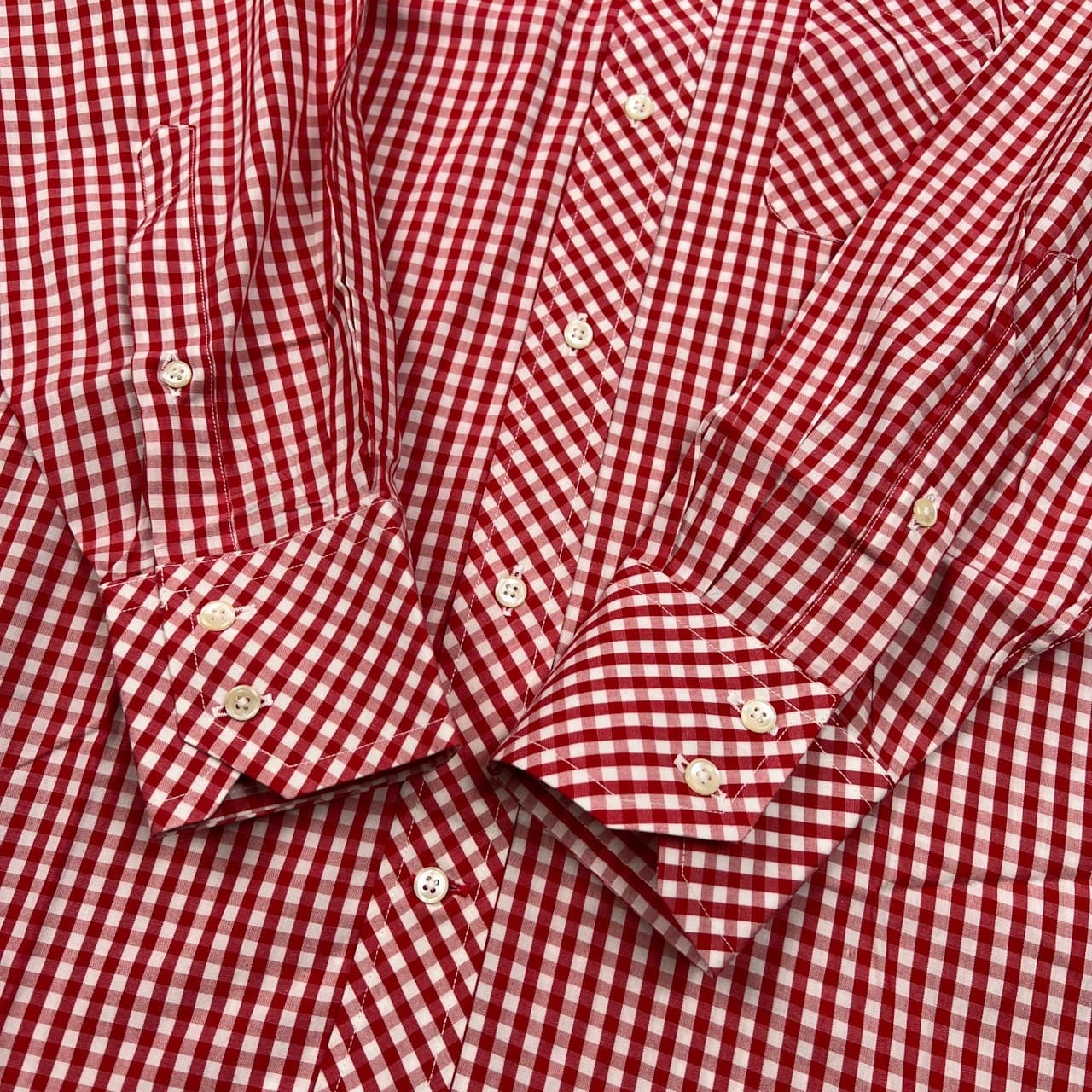 美品 DANIEL CREMIEUX ダニエル クレミュー イタリア製生地 ギンガムチェック BD 長袖シャツ サイズ M /レッド×ホワイト