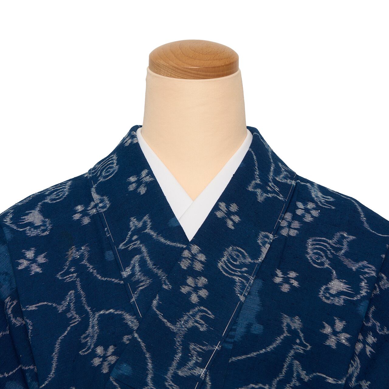いろいろな犬と花の模様 久留米絣 単衣着物【お仕立て替え済】 | かわの屋