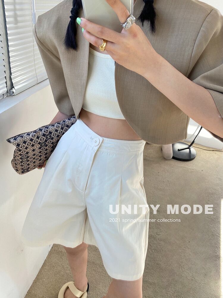 カラーショートジャケット サマースタイルスリーブ薄手トップス 夏物 ピュア ビッグFスモールZ韓国4453204377