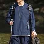 Casual Long Sleeve Pullover Crew Neck Patch Pocket Regular Fit ◇2color H0625