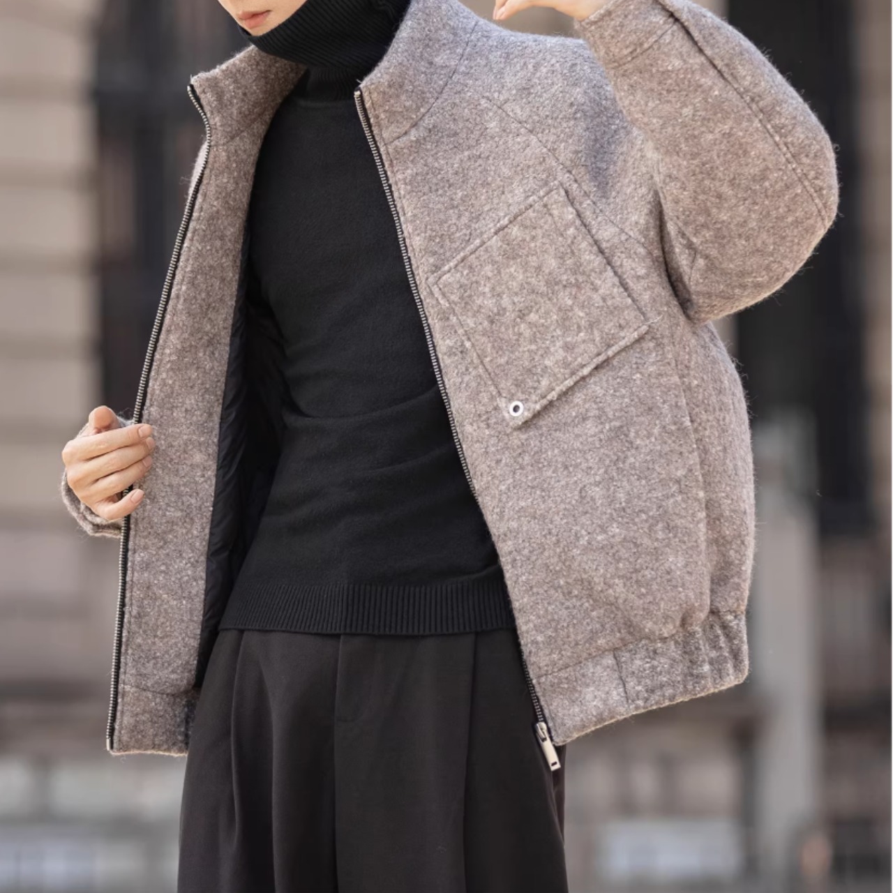 パッチポケット ジップアップジャケット af0432