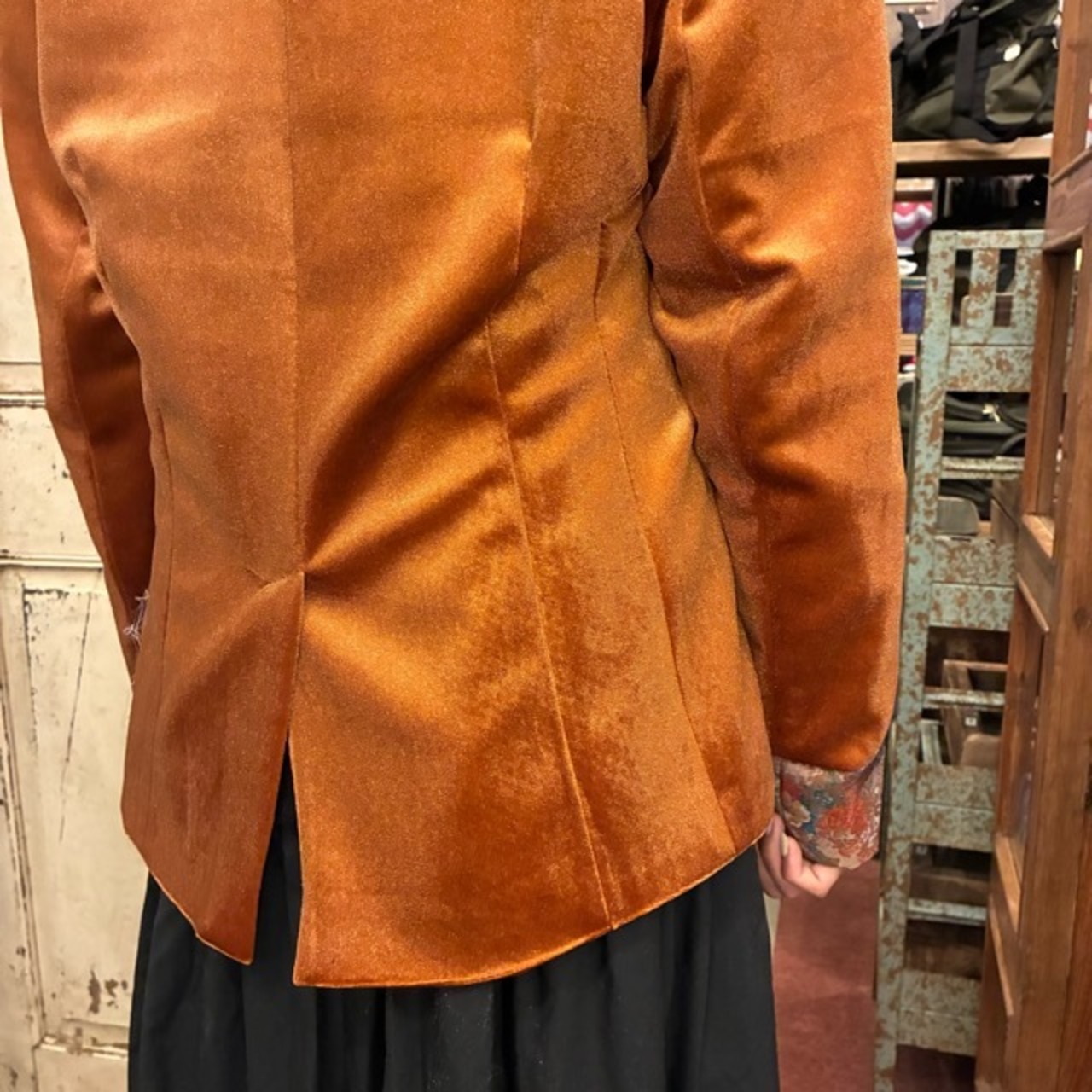 TOPANGA Lady's Velvet Floral Panel Jacket　ベルベットフローラルパネルジャケット　オレンジ　花柄　ヴィンテージ　クラシック　ゴシック　羽織　アウター